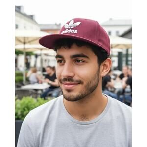 Adidas Trefoil Chain Snapback Mens Hat Burgundy Cap Classic.
